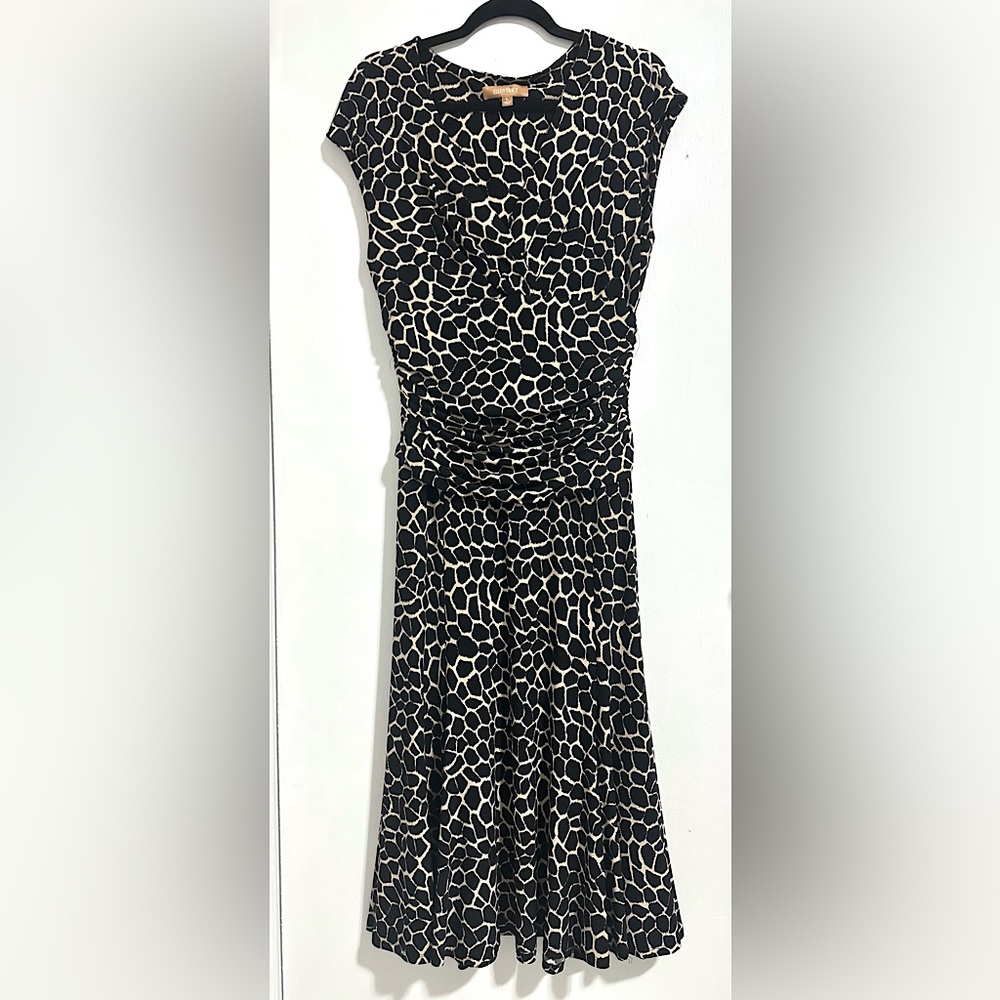 Ellen Tracy Shortsleeve V-Neck Pullover Long Dress Animal Print Women’s Large
